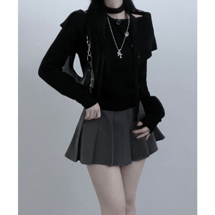 チョーカー付き ビッグカラーニットトップス | VIVID LADY | 詳細画像18 