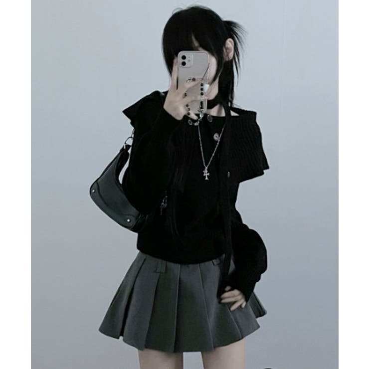 チョーカー付き ビッグカラーニットトップス | VIVID LADY | 詳細画像22 