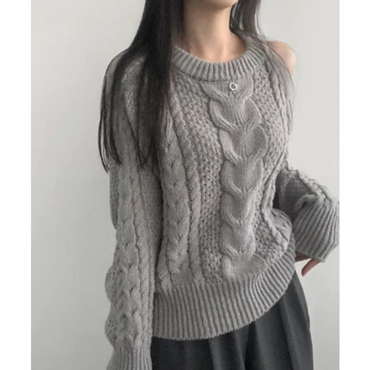 ワンショルダー ケーブル編みニットプルオーバー | VIVID LADY | 詳細画像7 