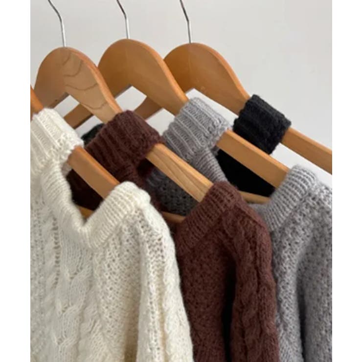 ワンショルダー ケーブル編みニットプルオーバー | VIVID LADY | 詳細画像14 