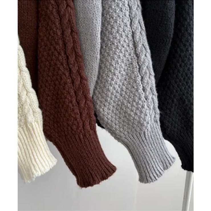 ワンショルダー ケーブル編みニットプルオーバー | VIVID LADY | 詳細画像15 