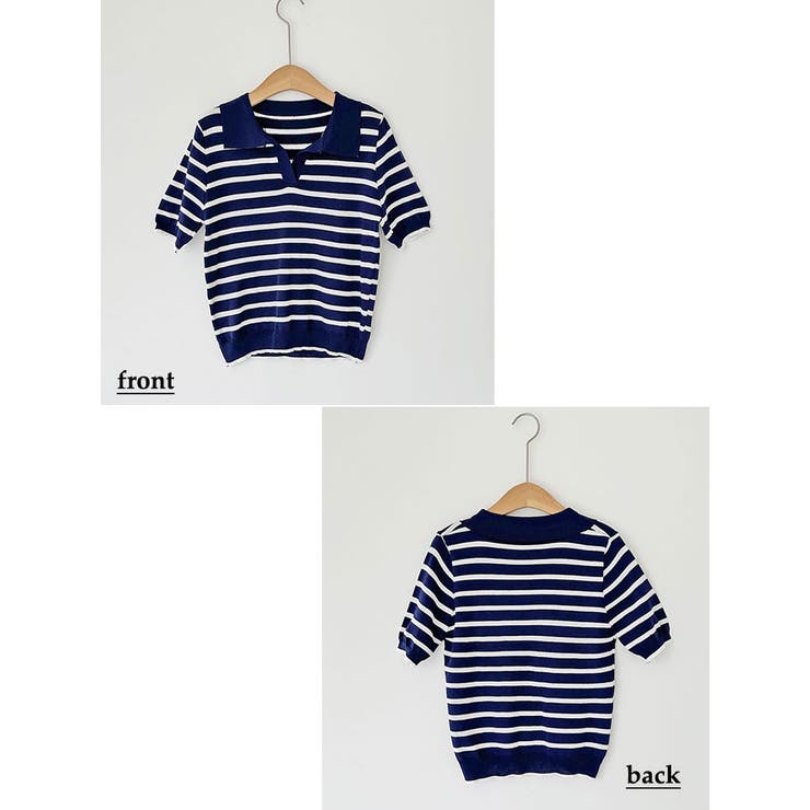 ボーダーポロニット 半袖 全3色 | VIVID LADY | 詳細画像21 