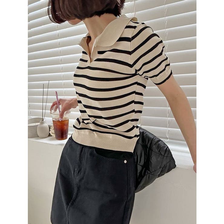 ボーダーポロニット 半袖 全3色 | VIVID LADY | 詳細画像27 