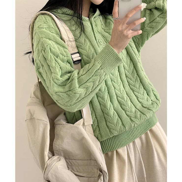 KRIZIA ニット パーカー ケーブルニットパーカー レディース 長袖[品番：KH000014211