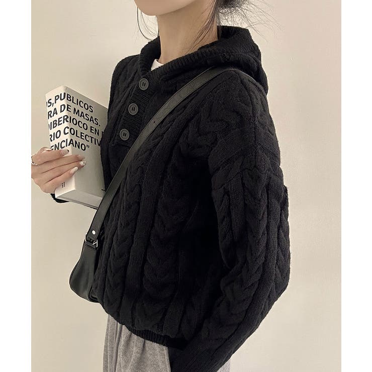 ケーブルニットパーカー レディース 長袖[品番：KH000014211]｜VIVID