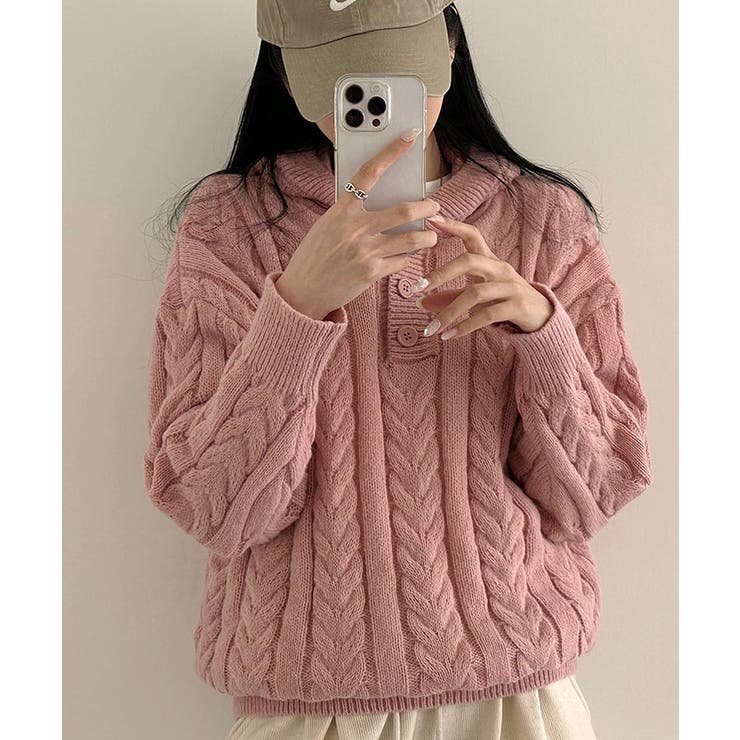 KRIZIA ニット パーカー ケーブルニットパーカー レディース 長袖[品番：KH000014211