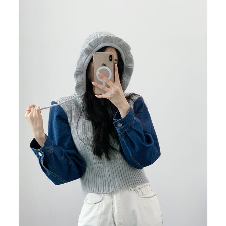 ニット フード付き デニム[品番：KH000015032]｜VIVID LADY（ビビッド