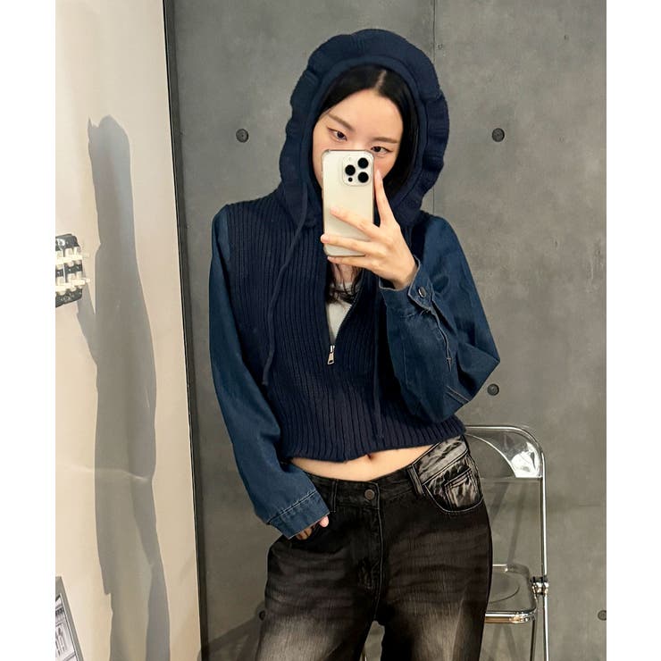 ニット フード付き デニム[品番：KH000015032]｜VIVID LADY（ビビッド