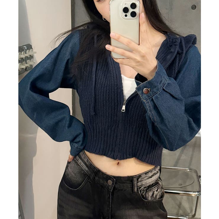 ニット フード付き デニム[品番：KH000015032]｜VIVID LADY（ビビッド