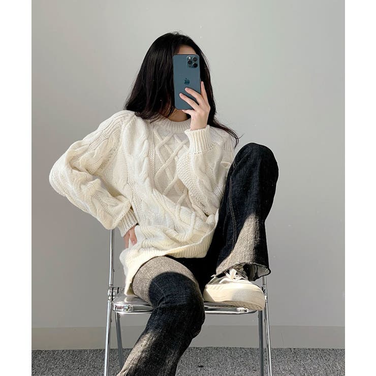 ニット セーター ケーブルニットトップス[品番：KH000015045]｜VIVID