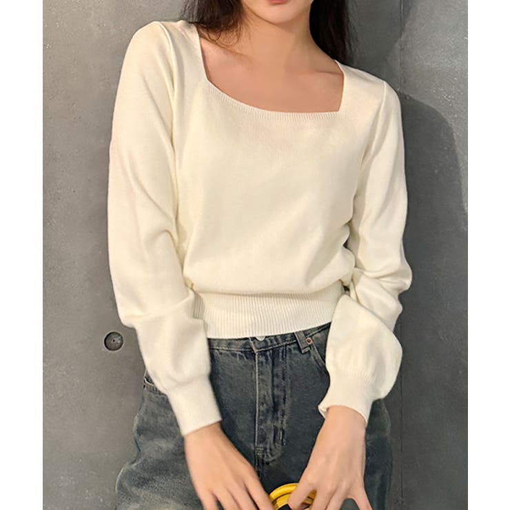 ニットセーター スクエアネック ショート丈 | VIVID LADY | 詳細画像7 