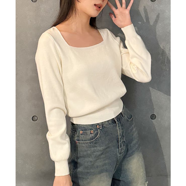 ニットセーター スクエアネック ショート丈 | VIVID LADY | 詳細画像8 