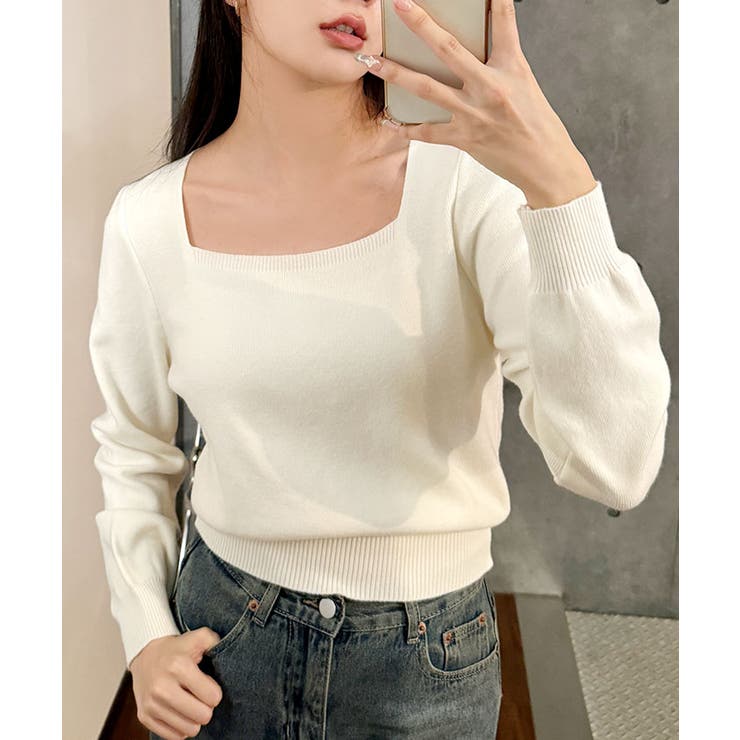 ニットセーター スクエアネック ショート丈 | VIVID LADY | 詳細画像12 