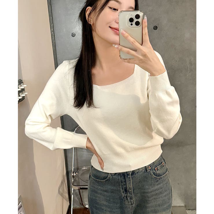 ニットセーター スクエアネック ショート丈 | VIVID LADY | 詳細画像13 