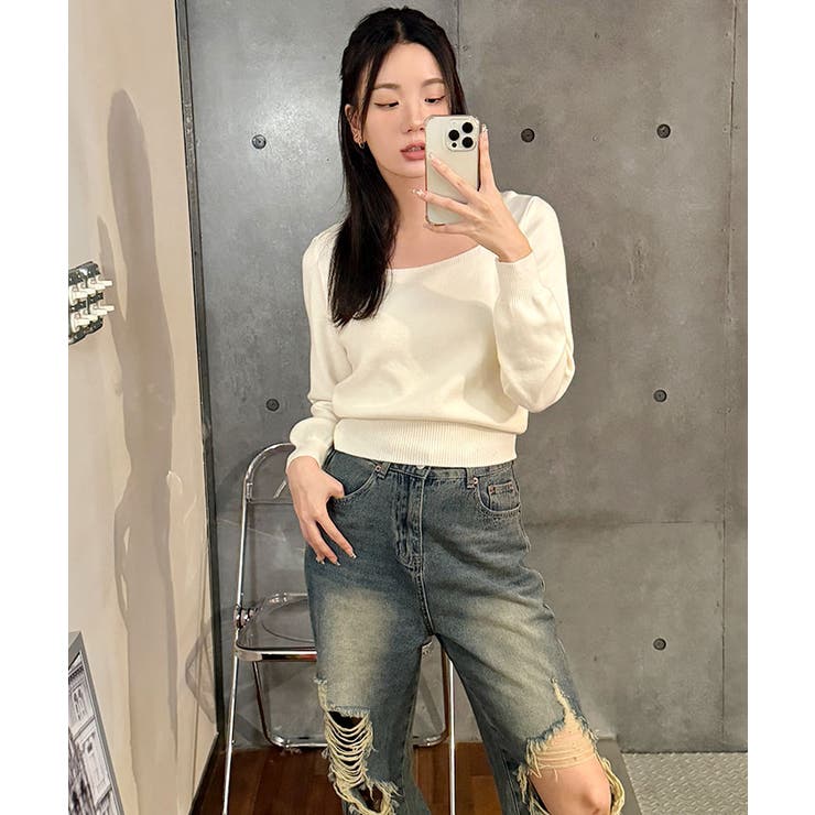 ニットセーター スクエアネック ショート丈 | VIVID LADY | 詳細画像14 