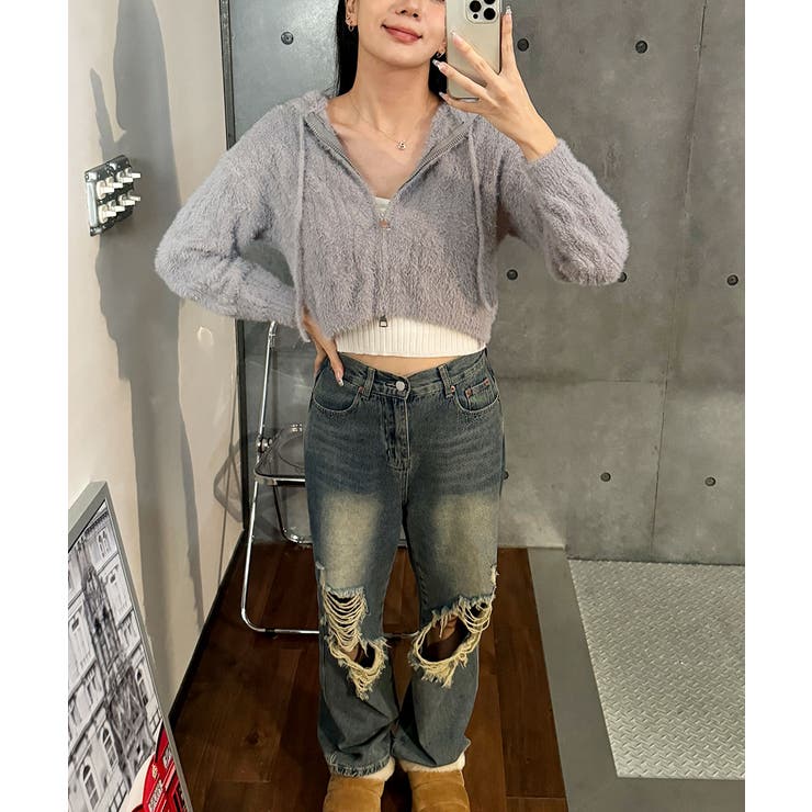 ニットカーディガン ジップアップ フード付き | VIVID LADY | 詳細画像16 