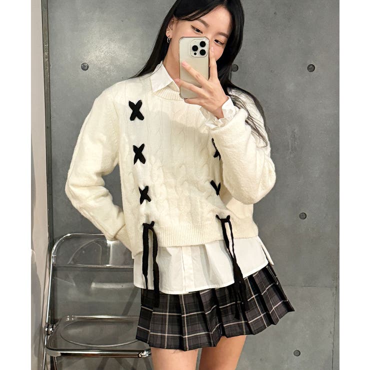 リボンケーブルニット ニット セーター[品番：KH000015087]｜VIVID