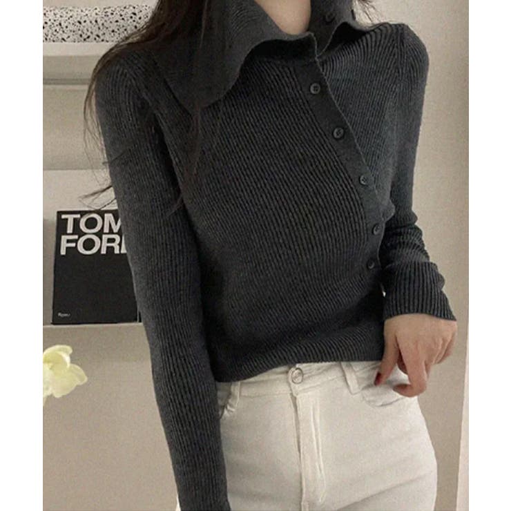 アシンメトリーラップデザイン リブニットトップス | VIVID LADY | 詳細画像11 