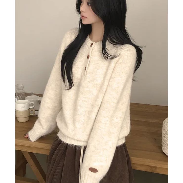 メランジカラー ヘンリーネック ニットプルオーバー | VIVID LADY | 詳細画像10 