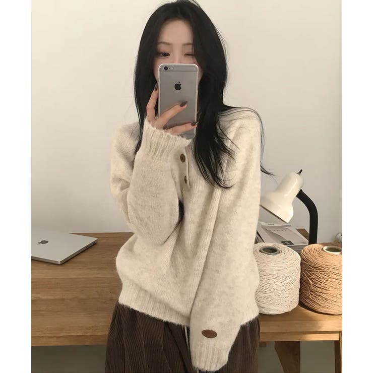 メランジカラー ヘンリーネック ニットプルオーバー | VIVID LADY | 詳細画像15 