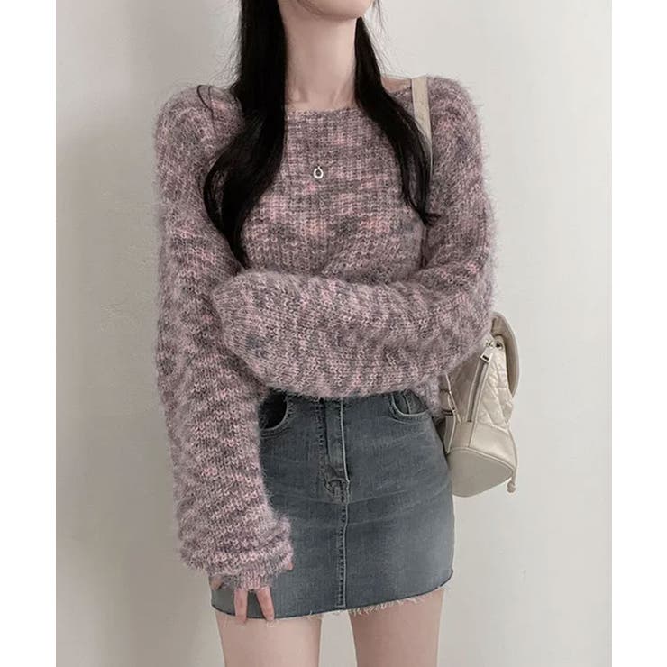 ミックスカラー ボートネックニット | VIVID LADY | 詳細画像10 