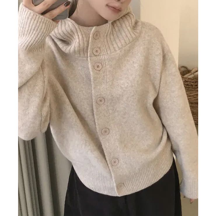 リブフード ハイネック ニットパーカー | VIVID LADY | 詳細画像5 