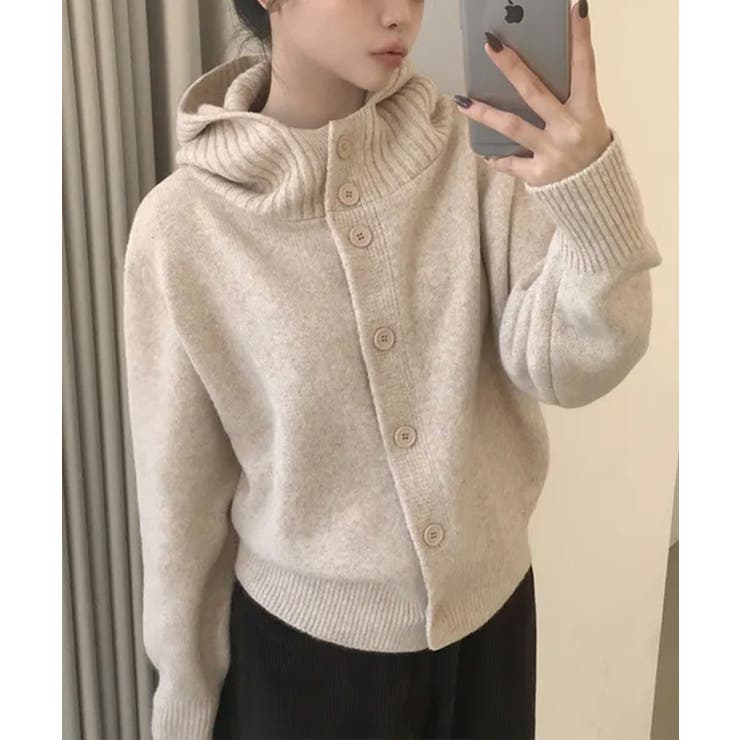 リブフード ハイネック ニットパーカー | VIVID LADY | 詳細画像7 