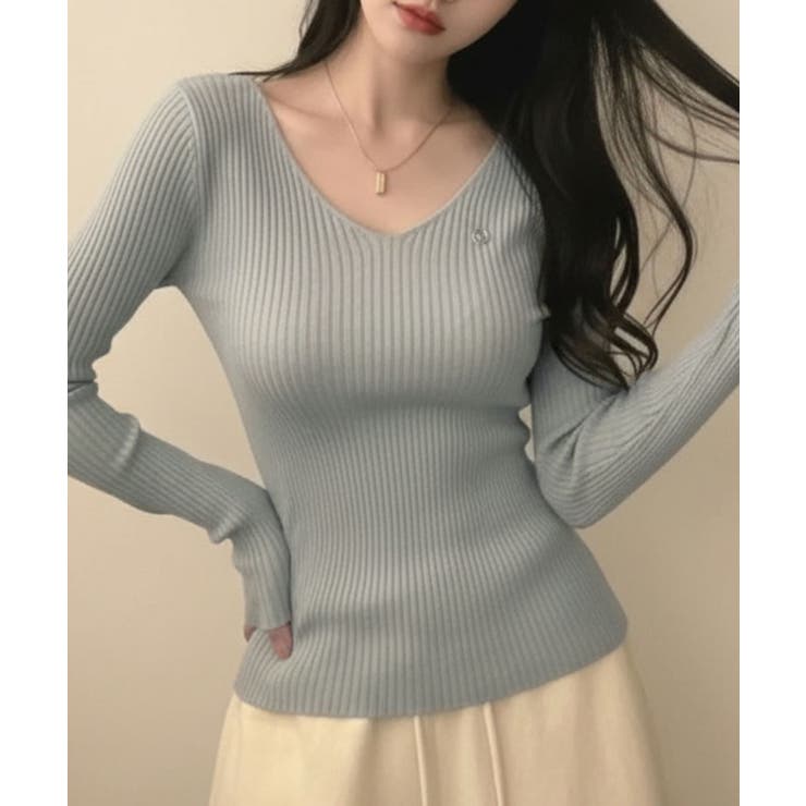 前後Vネック リブニットトップス | VIVID LADY | 詳細画像18 