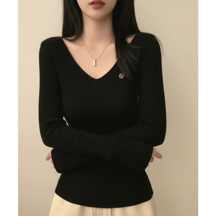 前後Vネック リブニットトップス | VIVID LADY | 詳細画像21 