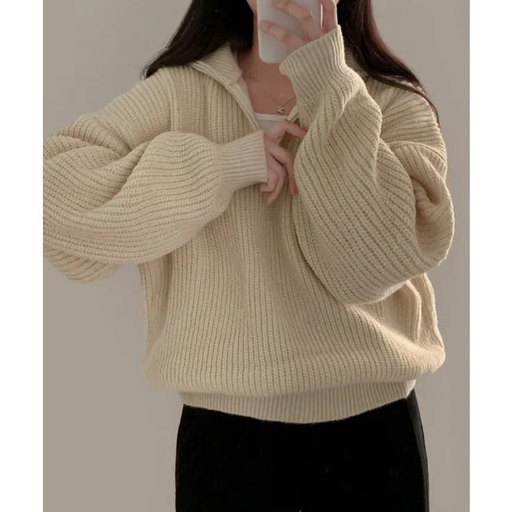 ハーフジップ ハイネックニット プルオーバー | VIVID LADY | 詳細画像1 