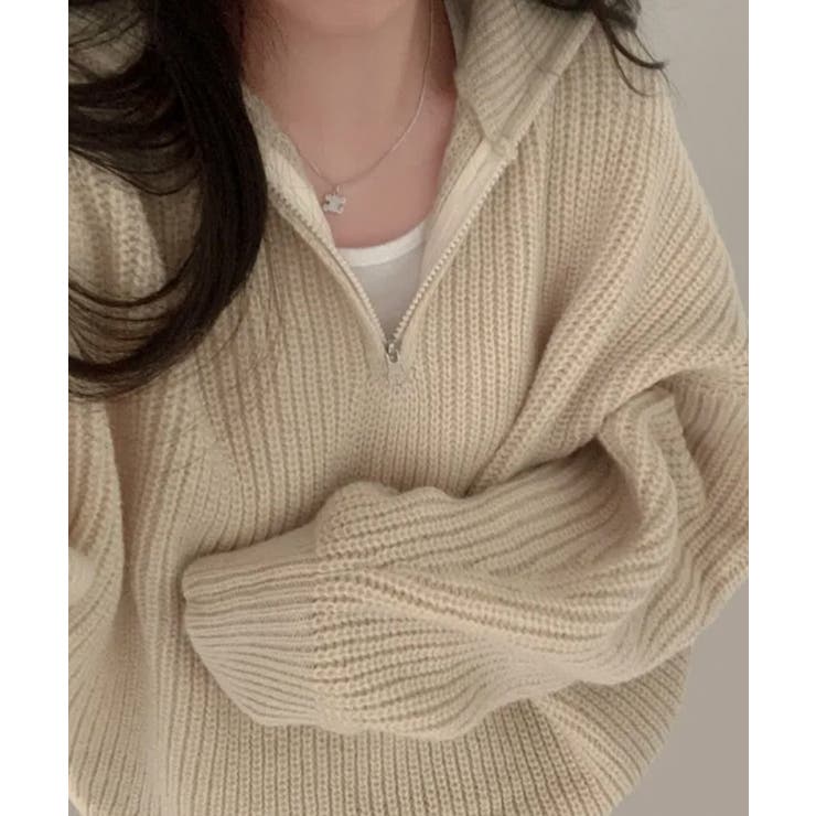 ハーフジップ ハイネックニット プルオーバー | VIVID LADY | 詳細画像2 