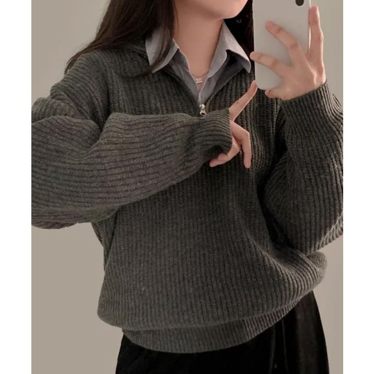 ハーフジップ ハイネックニット プルオーバー | VIVID LADY | 詳細画像21 