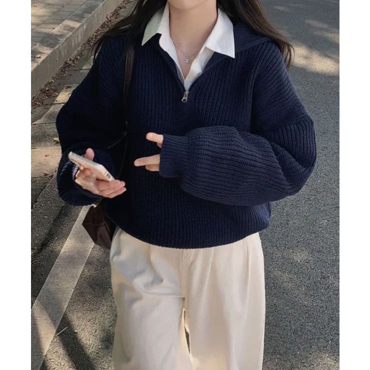 ハーフジップ ハイネックニット プルオーバー | VIVID LADY | 詳細画像24 