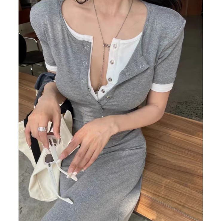 レイヤード風 ロングワンピース Aライン | VIVID LADY | 詳細画像3 