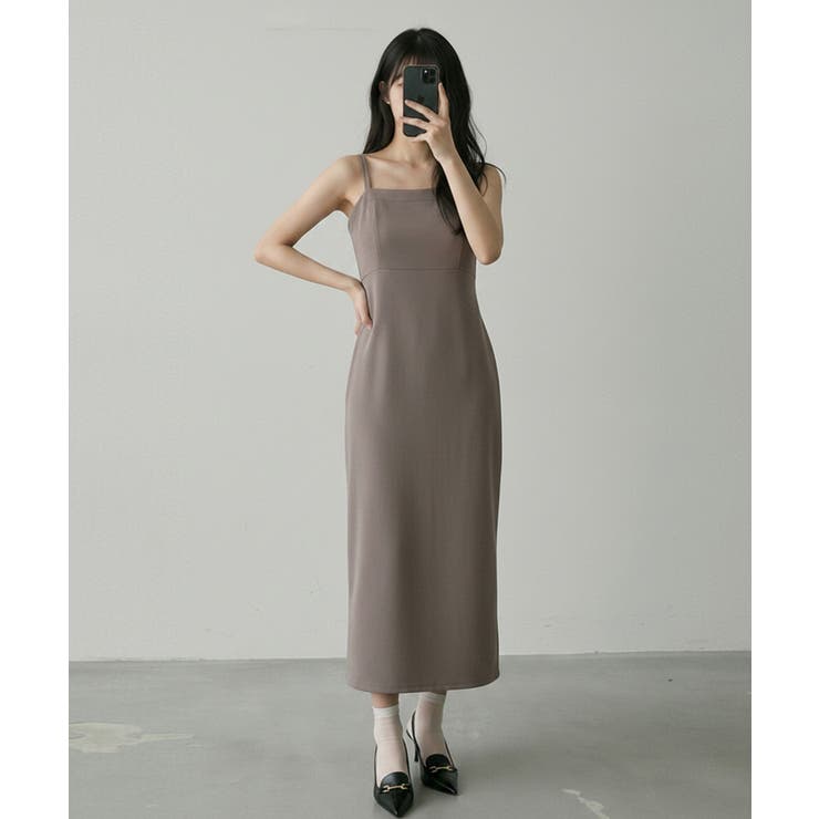 カップ付ノースリーブ ロングワンピース[品番：KH000015771]｜VIVID