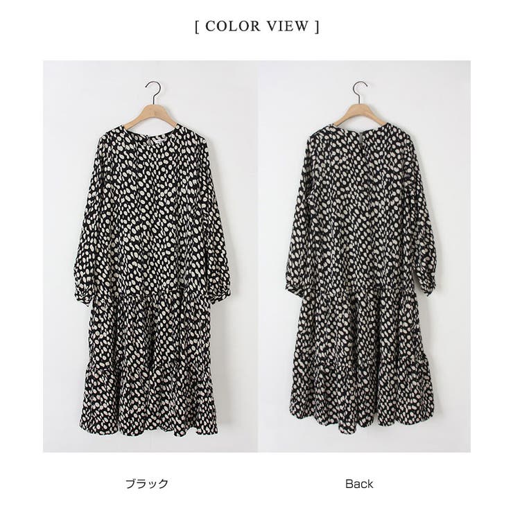 ロングワンピース 長袖 ドット柄[品番：KH000014110]｜VIVID LADY