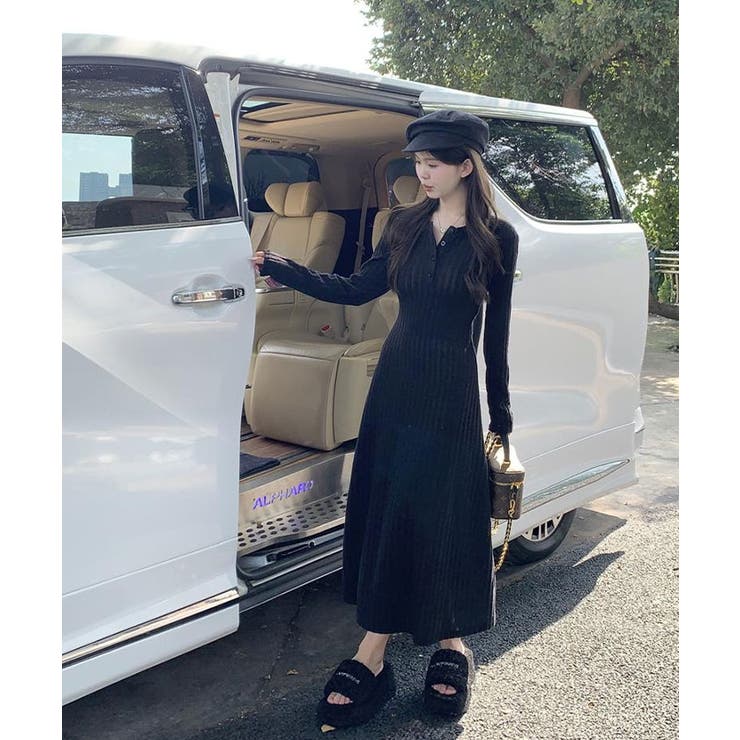 フィンガータートルニットロングワンピース【by SON】【SALE