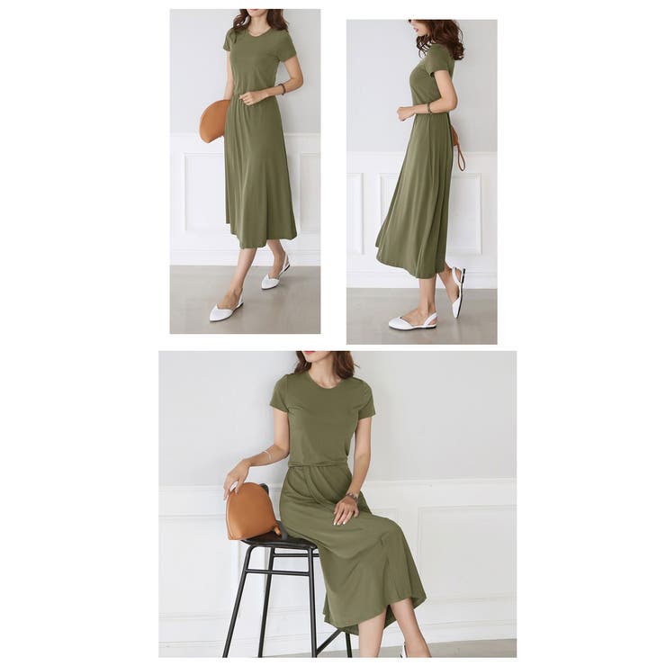 半袖クールネックロングワンピース マキシワンピース ウエストゴム 品番 Kh Vivid Lady ビビッドレディー のレディースファッション通販 Shoplist ショップリスト