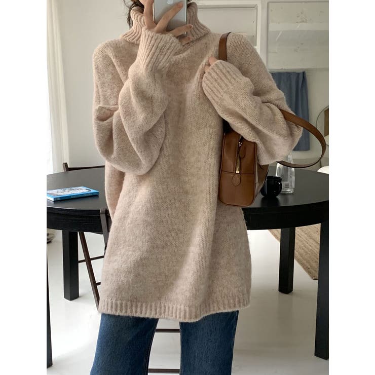 Y's 美品 23AW ウール ハイネック ワンピース カーキブラウン2 ハイネックワンピース レディース 裏シャギー ロング丈