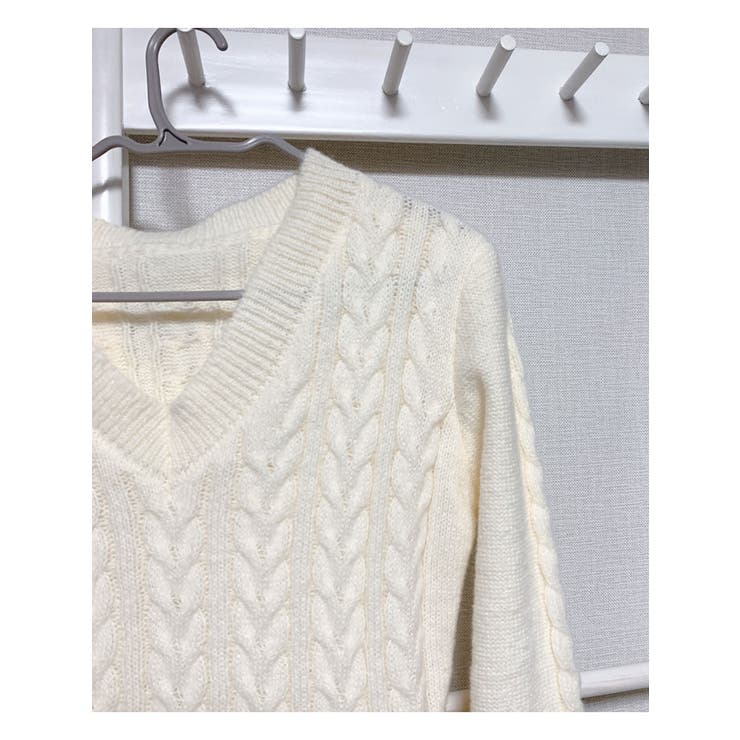 Vネックニットワンピースショート丈 レディース ケーブルニット | VIVID LADY | 詳細画像4 