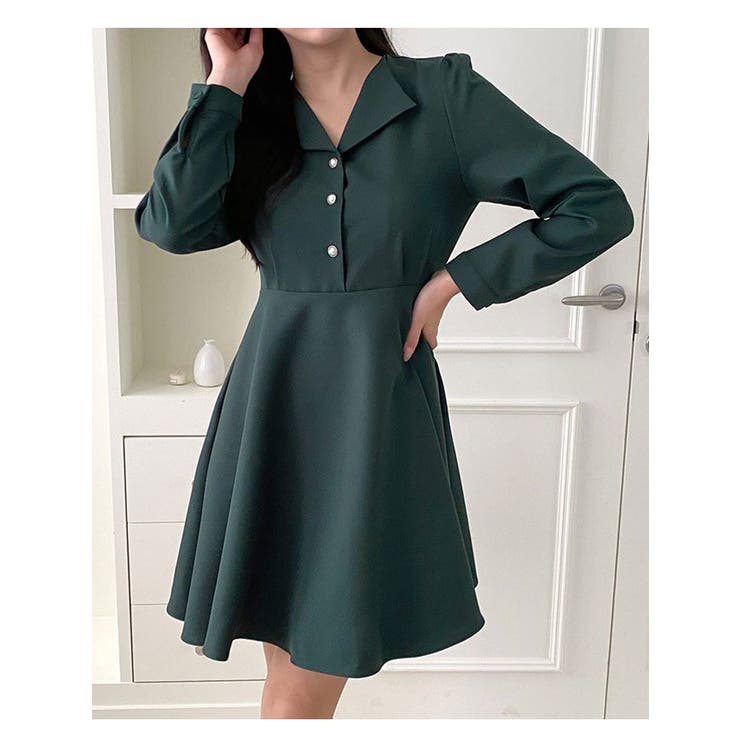 シンプルなミニフレアワンピース レディース 長袖[品番