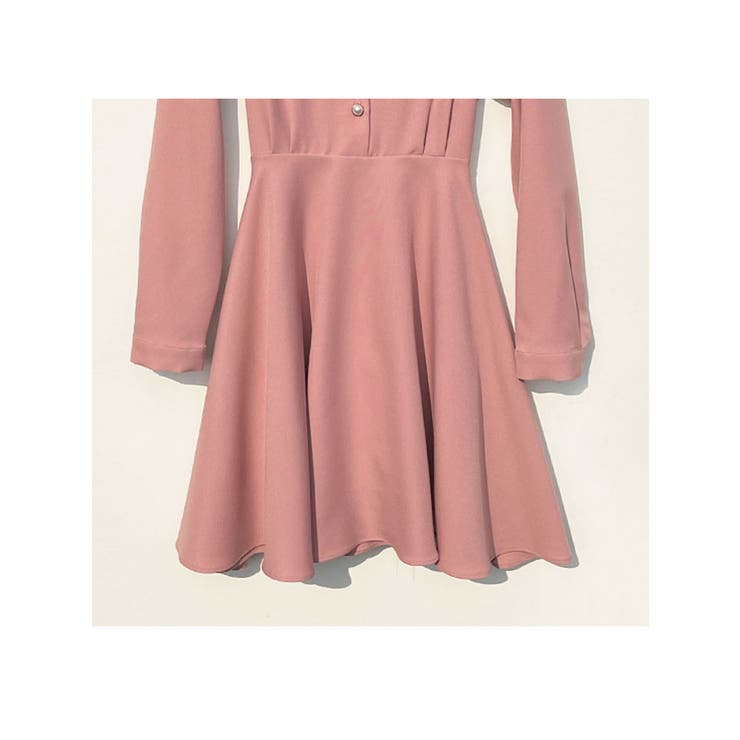 シンプルなミニフレアワンピース レディース 長袖[品番：KH000013305