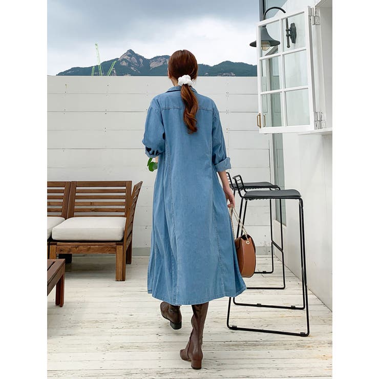 デニムロングワンピースカジュアル夏きれいめ袖ありカジュアルおしゃれ デニムロングワンピースカジュアル夏きれいめ袖ありカジュアルおしゃれ