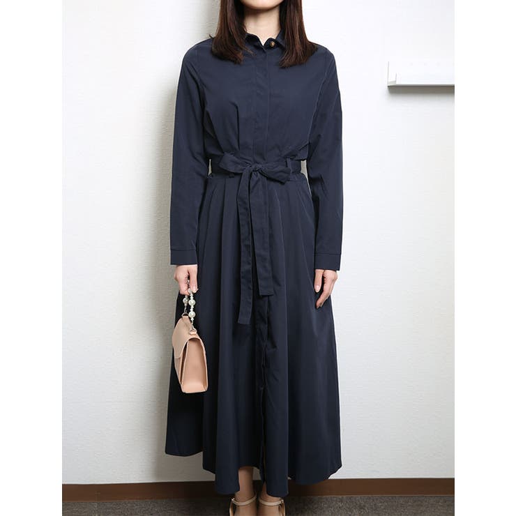 春シャツロングワンピース レディース 長袖[品番：KH000013435