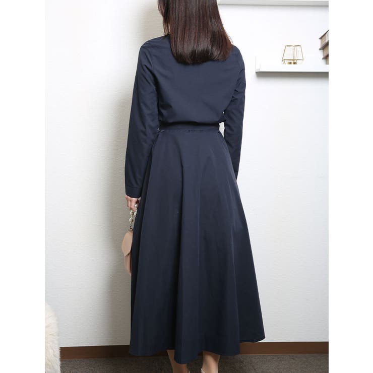 春シャツロングワンピース レディース 長袖[品番：KH000013435