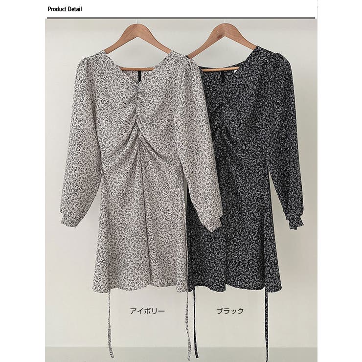 フラワー柄ミニワンピース レディース 長袖[品番：KH000013500]｜VIVID