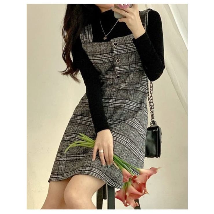 かぐれ　リネンチェックボクシーワンピース　美品　再お値下げ☆ かぐれ リネンチェックボクシーワンピース 美品☆ かぐれ