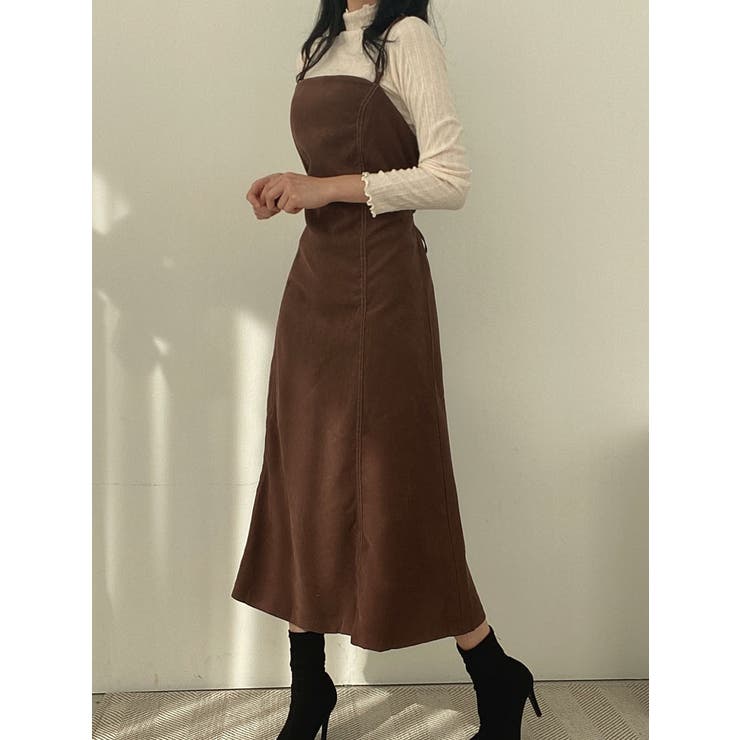 スエードステッチスクエアネックワンピース サロペット ロングワンピース | VIVID LADY | 詳細画像9 