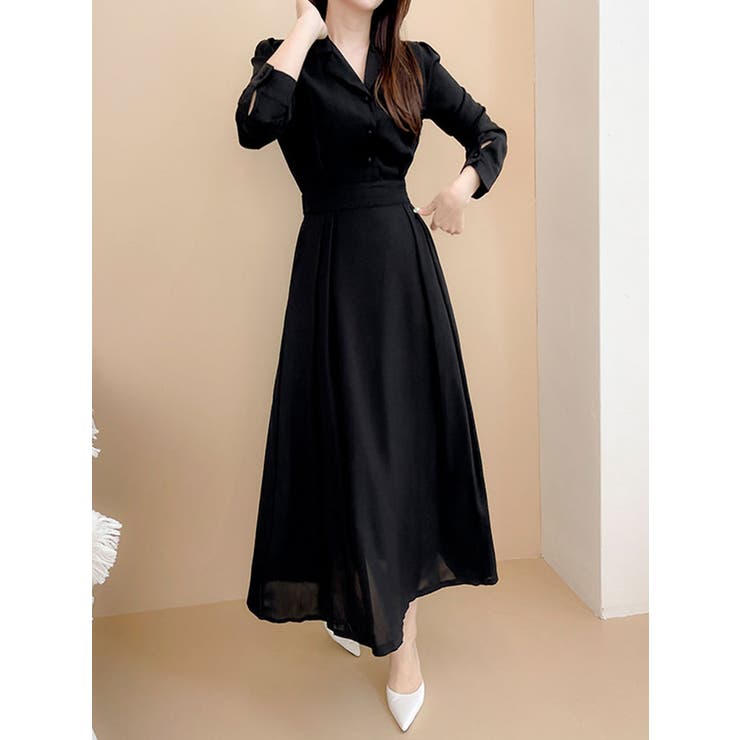 ＊美品【ソーノ】ワンピース　ピンタック　Aライン　ブラック　パール　M 美品【ソーノ】ワンピース ピンタック Aライン ブラック パール
