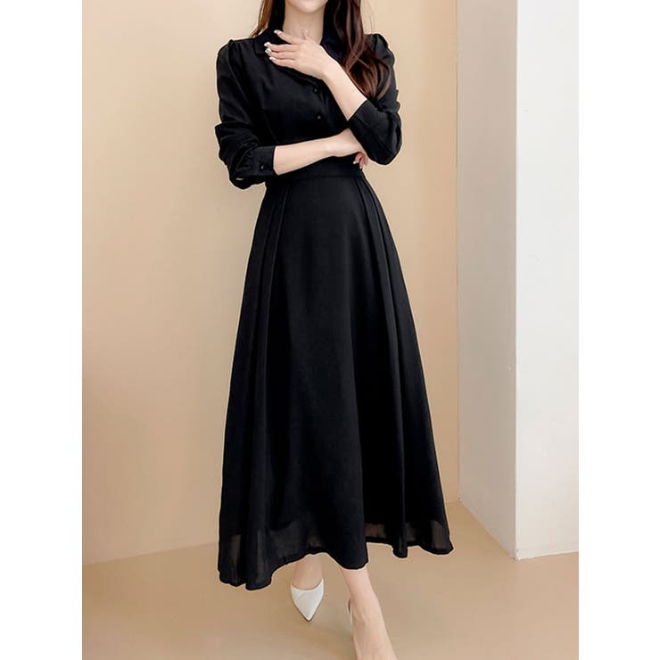 ピンタックAラインロングワンピース レディース 春[品番